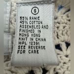 Vintage Hand Knit White Crochet Short Sleeve Sweater Ramie‎ Cotton Summer Top sm Photo 2