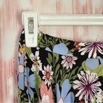LHD The Riviera Black Silk Blend Blue Floral Print Midi Skirt Size 0 Photo 3
