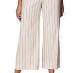 J.Jill  Linen Jenna Stretch Belted Cropped Pants Beige Pink Stripes Size Small Photo 0