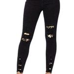 Judy Blue Jeans Women's 9/29 Distressed Black Leopard Patch Mid Rise Skinny Jean Photo 0