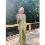 Ramy Brook Women's Green Satin Style Cargo Gold Button Detail Emil Pants size 8 Photo 11