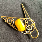 Beautiful genuine amber hair pin 💖 Gold Photo 0