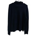J.Crew  Merino Wool Blend Ruffle Neck Sweater Black Women's XXL Preppy Old Money Photo 1