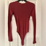 RE/DONE REDONE Red Ribbed Long-Sleeve Stretch Women’s Cotton Bodysuit Size Small Photo 4