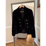 Rachel Zoe  Black Velvet Double Breasted Jacket Small Photo 2