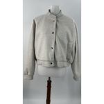 ZARA  XL Cropped Bomber Jacket Beige Wool Blend Snap Front Ribbed Hem NWT Women Photo 2