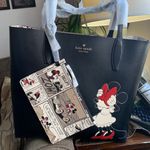 Kate Spade Authentic leather Minnie/Mickey mousse print large tote/wristlet Photo 2