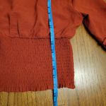 Altar'd State Rust Surplice Neckline Ruffle Sleeve Smocked Waist Blouse Fairy Core Boho Sz XS Photo 3