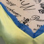 Parade Women’s Small Yellow with Blue Lace Trim Satin Lingerie Chemise Nighty Photo 1