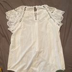 CBR White Crochet Lace Trim Splicing Casual Blouse Photo 3