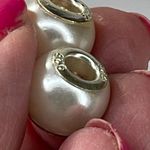 Boutique Creamy white faux pearl lot of 2 sterling silver core charm beads bracelet Photo 2