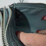 Coach Double Zip Wristlet Teal Pebble Leather Heart Charm Pouch Card Holder Photo 3
