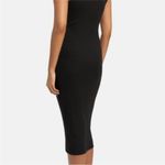 Theory  Black Ribbed Racer Tank Ribbed Black Sleeveless Dress Photo 2