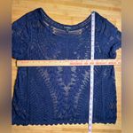 EXPRESS  Women’s Pullover Navy Blue Mesh lace short sleeve Babydoll Shirt|Size:S Photo 4