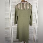 CACTUS + PEARL Olive Green 3/4 Sleeve Midi Dress w Removable Scarf Fall/Boho Photo 2
