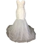 White Strapless Beaded Lace Corset Mermaid Wedding Dress Size L Photo 19