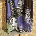 Dress Barn Purple White Green Paisley Halterneck Silk Feel Long Tank Top Large Photo 10