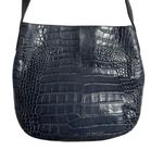 Vince Dark Blue Crocodile Leather Embossed Calf Skin Crossbody Bag Purse Photo 7