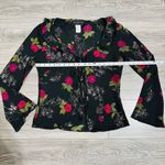 Connected Apparel Floral Black Wide Sleeves Lightweight Tie Front Cardigan 8 Photo 8