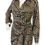 Sincerely Jules  Black & Gold Geometric Wrap Dress Photo 0