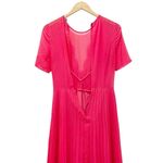 ASOS  Lace And Pleat Skater Midi Dress Hot Pink Romantic Chiffon Women’s Size 4 Photo 6