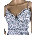 B. Smart  T Strap Sundress Size 13 Floral Mini Babydoll Ruffles Blue & White Photo 1
