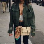 Free People Extreme Cropped Military Jacket Green Blogger Favorite Beaded Medium Photo 2