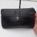 Lodis RFID Black Leather Wristlet Clutch Purse Gold Logo Detachable Strap Photo 3