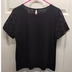 Talbots  Size Medium Petite Mp Black Eyelet Detail Neck Sleeves Short Sleeve Top Photo 1