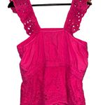 Banana Republic  Fuchsia Eyelet Ruffle Blouse Photo 3