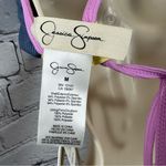 Jessica Simpson Chop & Change X Back Triangle Bikini Top Ribbed Navy/Sol M NWT Photo 6