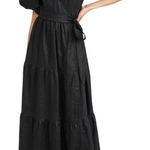 Faithfull the Brand Dress Women 2 Black Linen Edee Wrap Maxi Lagenlook Gothic Photo 0