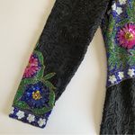 Vintage Night Vogue Silk Floral Sequin & Beaded Embellished Long Sleeve Dress L Black Size L Photo 5