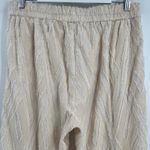 BURU Cropped Straight Leg Everyday Pants Ivory Fringe Drawstring Women's Large Photo 6
