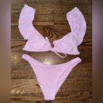 Eberjay eberjey Pique Graziela Pink Bikini Ruffle High Cut Cheeky Small Textured Ribbed Photo 6