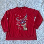 Oversized Women’s Christmas Shirts Graphic Tees Red Long Sleeve Crewneck Small Photo 3