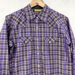 Wrangler  Womens Western Shirt Large Pearl Snap Metallic Plaid Cowboy Rodeo Ranch Photo 1