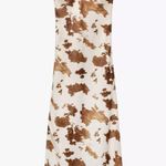 ZARA  cow patch satin effect boho western  Brown and Cream maxi long dress Photo 14