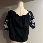 Who What Wear  Black Smocked Embellished Blouse Photo 3