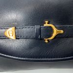 Etienne Aigner  Vintage Navy Leather Crossbody Bag Gold Horsebit Flap Closure Photo 9