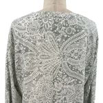 Peruvian Connection ‎ Sage Green Gray Mandala Floral Print Long Sleeve Tee Large Photo 8