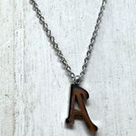 Initial “A” charm necklace, titanium steel, adjustable length Silver Photo 4