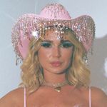 Los Angeles Cowgirl Majestic Pink Rhinestone Dangly Cowboy Hat S/M Photo 0