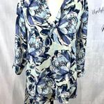 The Limited  blue and white abstract floral print vneck layered top size XS Photo 0