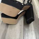 Good American NEW Suede Platform Sandals Heels Women's Ankle Strap Black 10 Photo 8