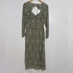ZARA NWT  Printed Modal‎ Midi Dress Green/Cream Size Small Photo 3