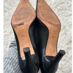 Nordstrom Vintage Sz 8.5N Leather Black Heel Pumps Bow Square Elongated Toe Photo 6