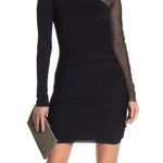 Bailey44 Better Half Jersey Mini Dress Mesh Sleeve Black Ruched Bodycon sz Small Photo 2