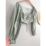 Princess Polly  | Green Crop Tie-Back Long Sleeve Top | Sz 6 Photo 1