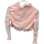 Vintage pale pink size XS Swiss dot sheer sleeves cropped jacket. Photo 2